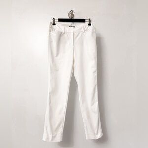 WHBM Slim Leg Perfect‎ Form Preppy Chic Trouser Pants Cotton Blend in White 8R